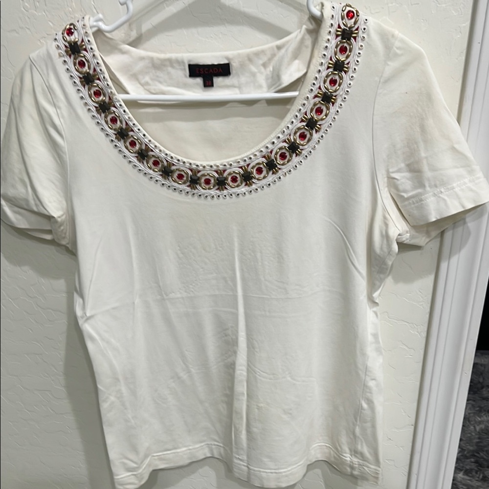 Becca White Embellished Women's Top